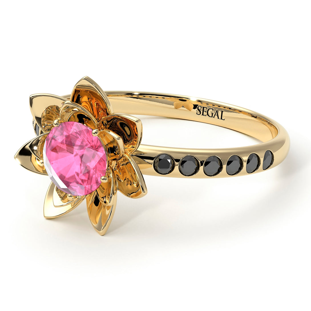 Lotus Flower Pink Moissanite ring - Lotus no. 804